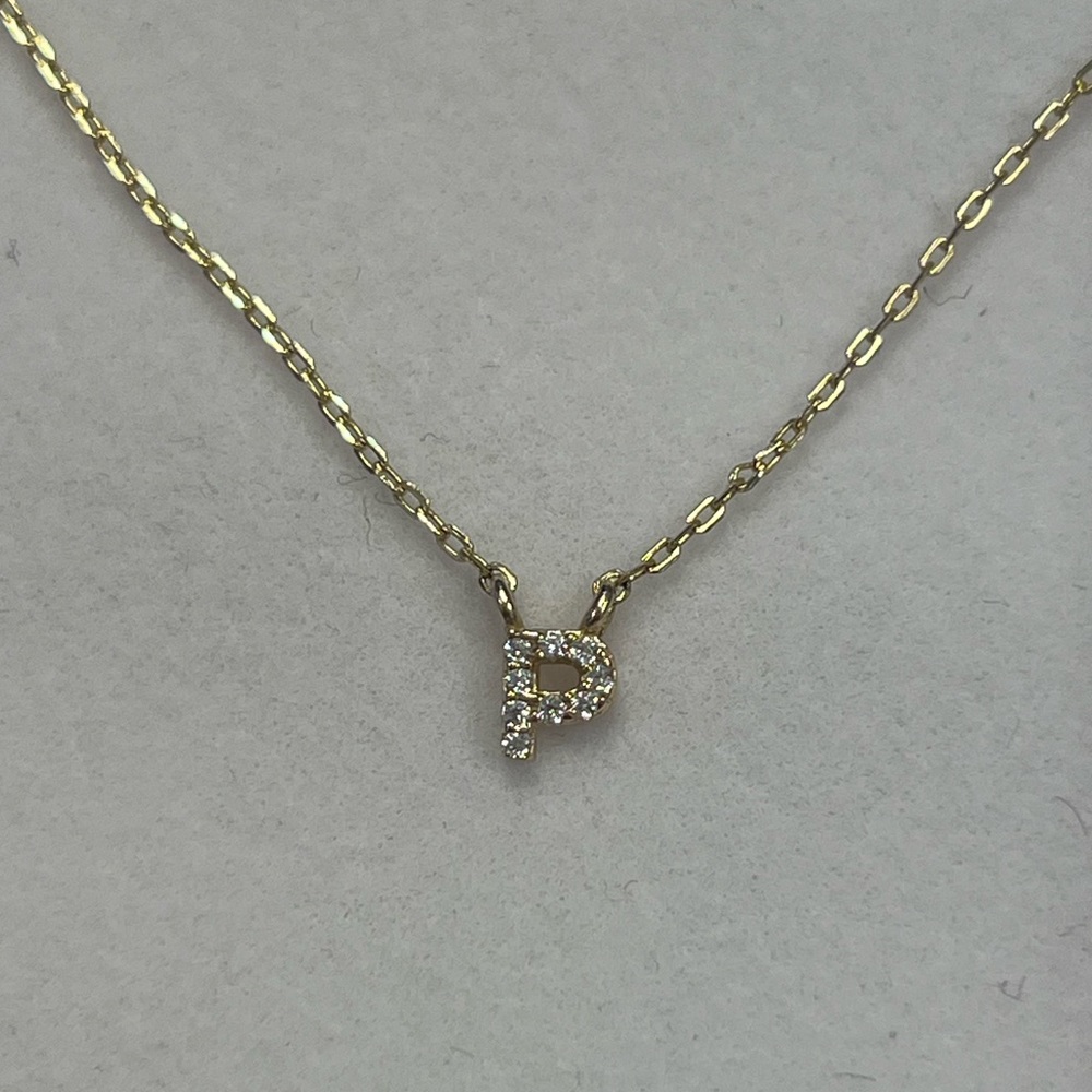 Melinda Maria Itty Bitty “P” Initial Pave Necklace NEW